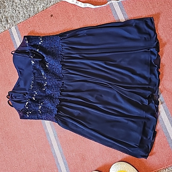 STUNNING BY & BY NAVY LACE SEQUIN DRESS - Picture 9 of 11